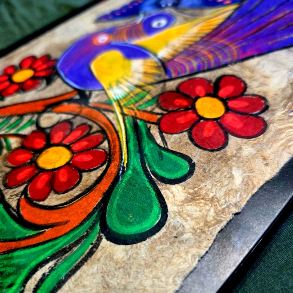 Vintage Amate Bark Painting Framed Mexican Folk Art 8"×10" 1451 - Picture 2 of 5